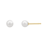 Stud earrings with white freshwater pearls and 14k yellow gold earring post