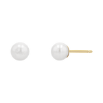 Stud earrings with 6mm white freshwater pearls and 14k yellow gold earring post