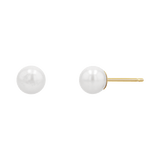 Stud earrings with 6mm white freshwater pearls and 14k yellow gold earring post