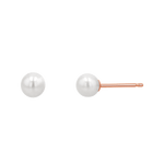 Stud earrings with white freshwater pearls and 14k rose gold earring post