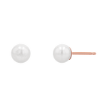 Stud earrings with 6mm white freshwater pearls and 14k rose gold earring post