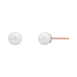 Stud earrings with 6mm white freshwater pearls and 14k rose gold earring post