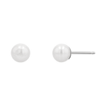 Stud earrings with 6mm white freshwater pearls and 14k white gold earring post