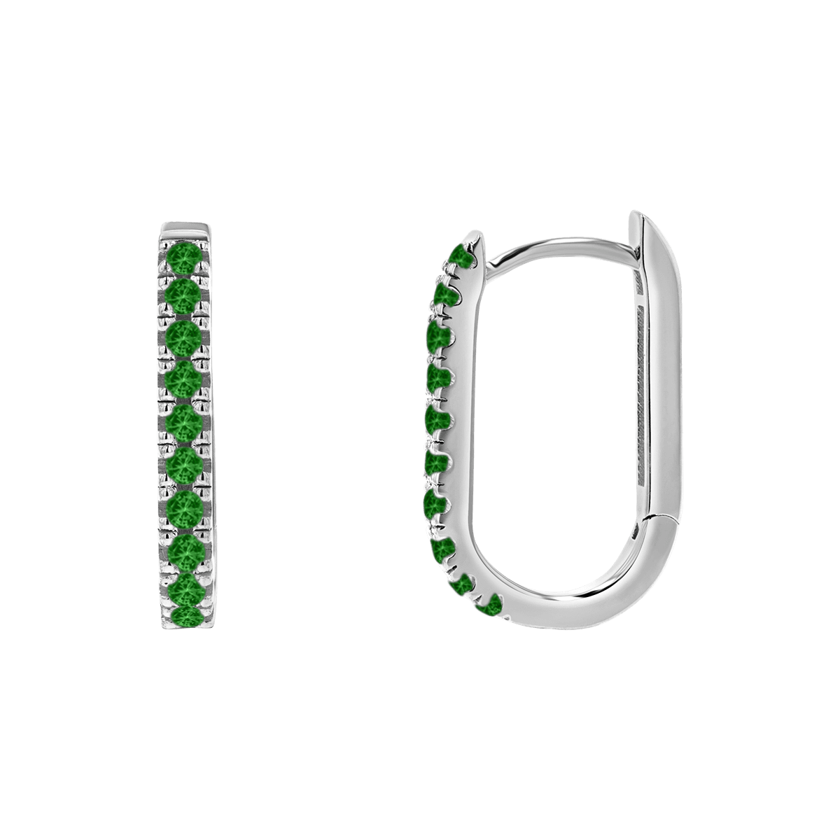 Gemstone Pave Paper Clip Huggie Earrings - Image 3