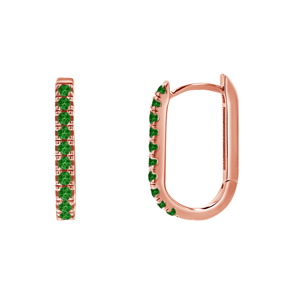 Gemstone Pave Paper Clip Huggie Earrings - Image 4