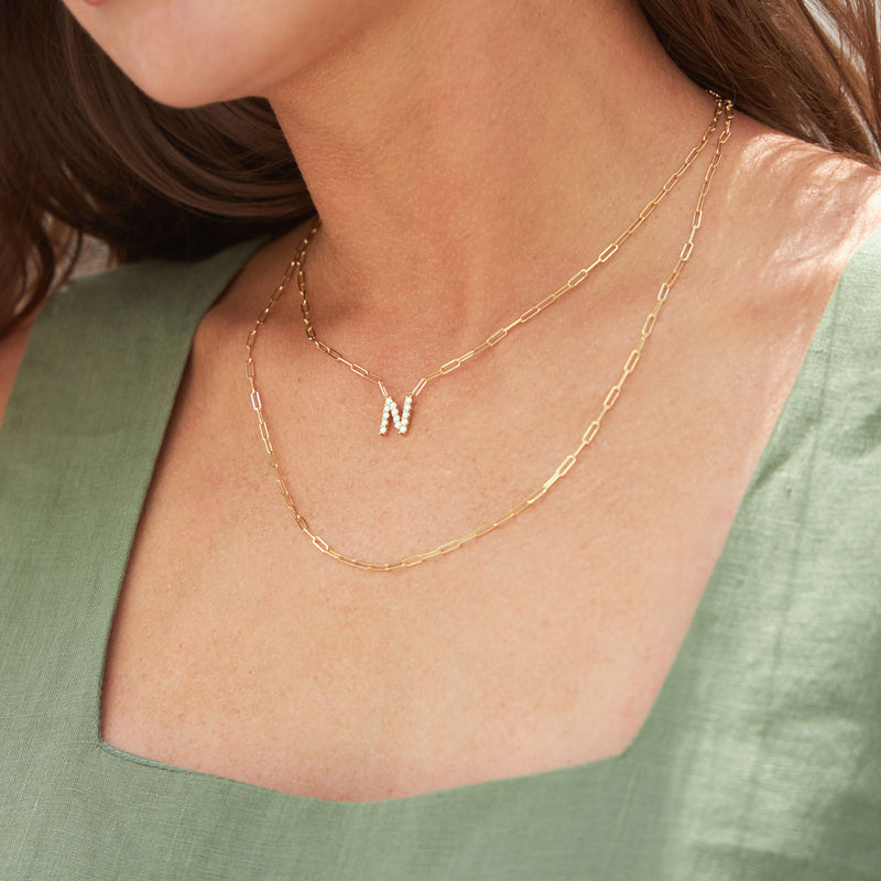 Grand Initial Paper Clip Necklace