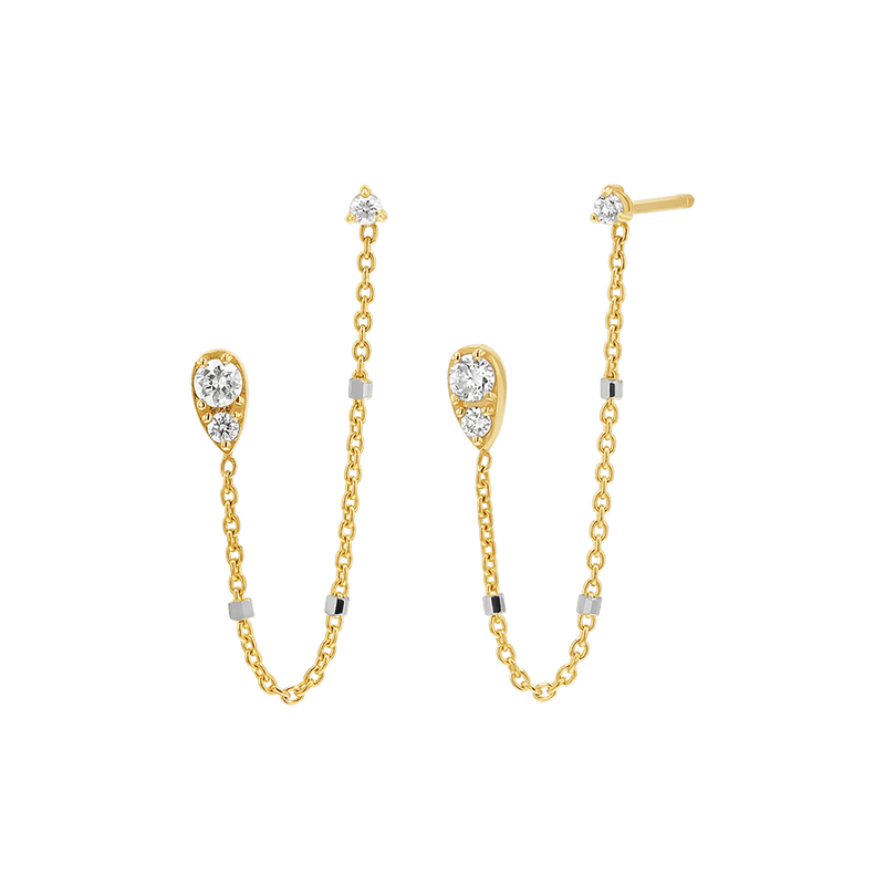 Diamond Pear Chain Duo Stud Earrings