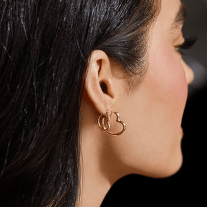 14K Gold Heart Hoop Earrings Baby Gold