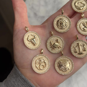Diamond Zodiac Coin Medallion Charm