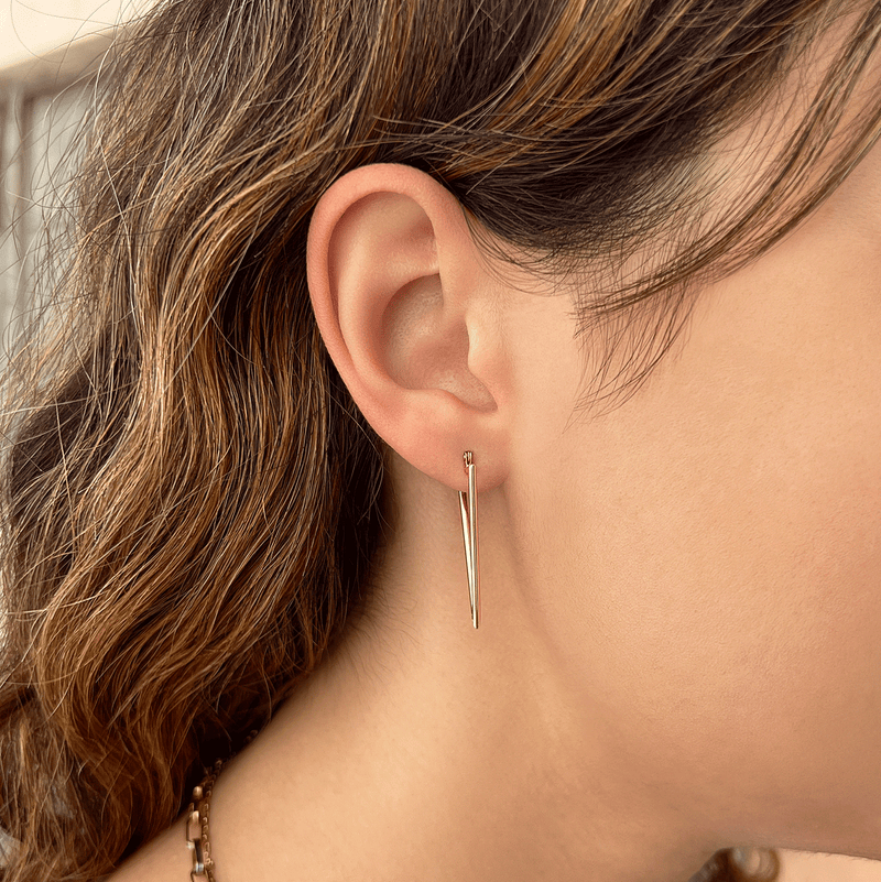 Gold triangle hoop online earrings