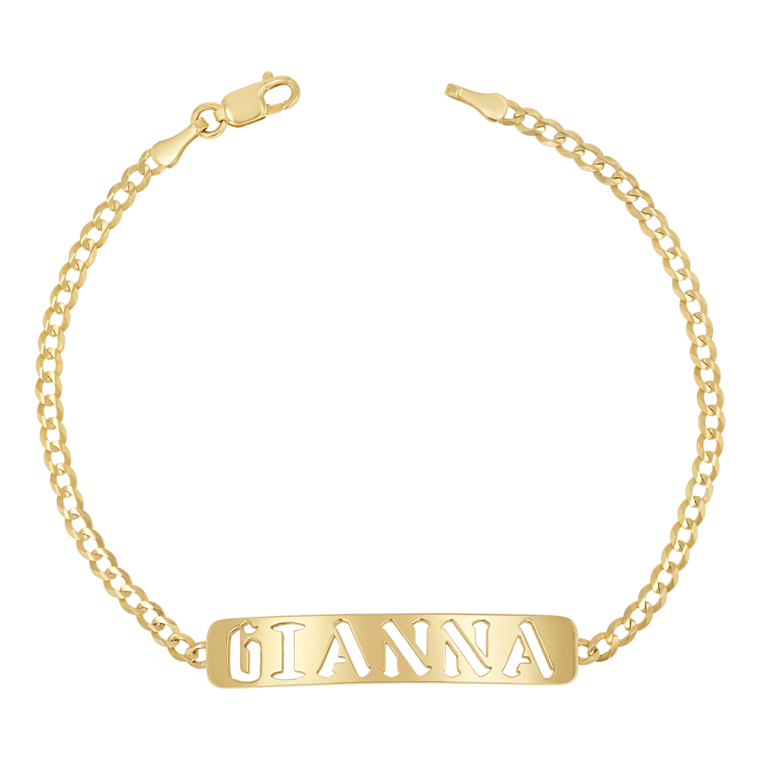 14K Gold Cuban Link Custom Nameplate Bracelet Baby Gold