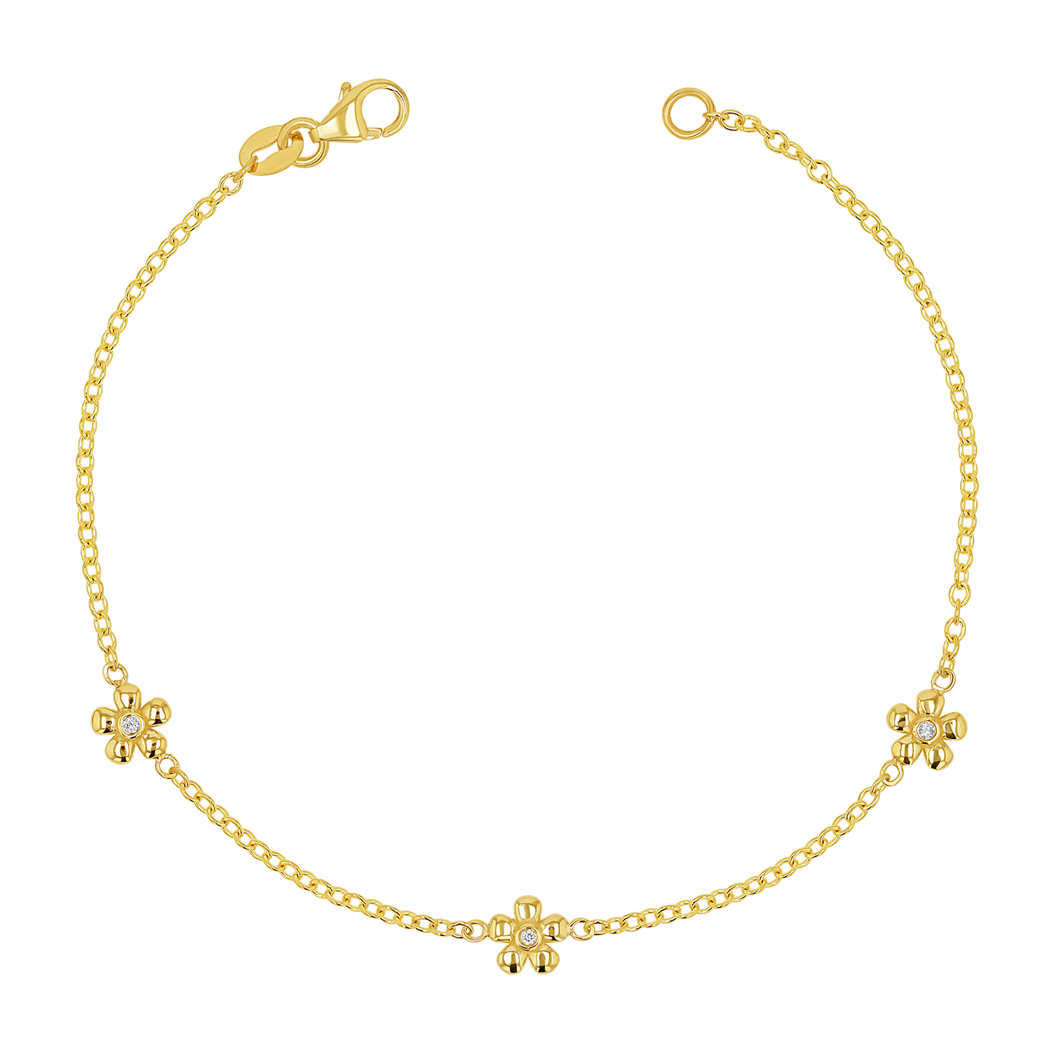 14K Gold Diamond Flower Chain Bracelet Baby Gold