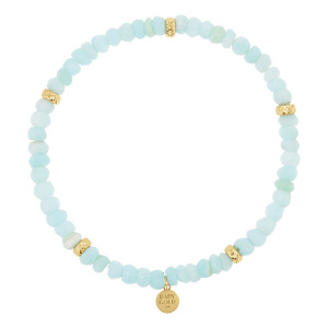 Blue Peruvian Opal Stone Smooth Rondelle Beads Necklace With Silver Clasp