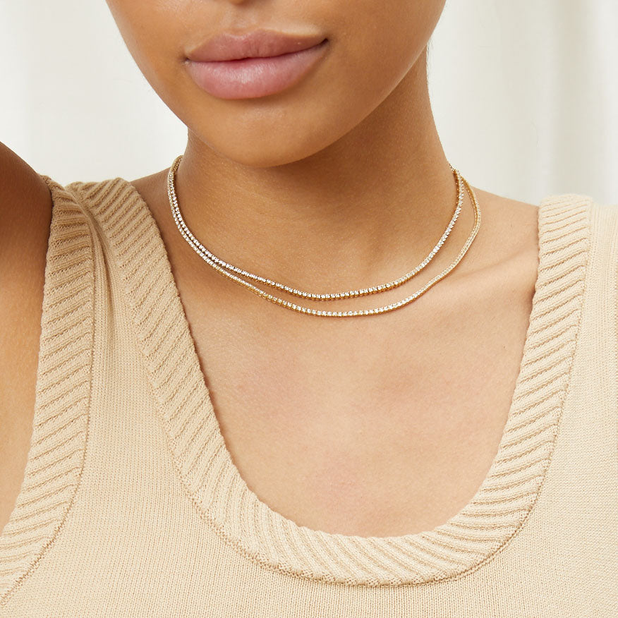 Diamond gold tennis necklace Clearance