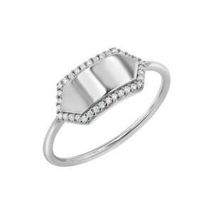 Diamond Hex Engravable Tag Ring
