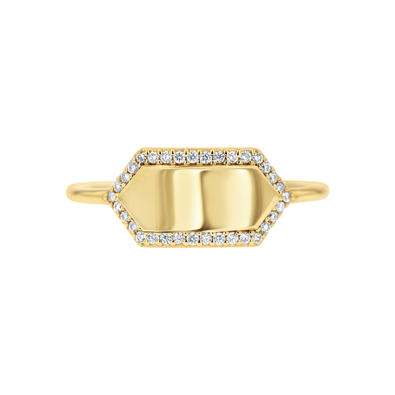 Diamond Hex Engravable Tag Ring