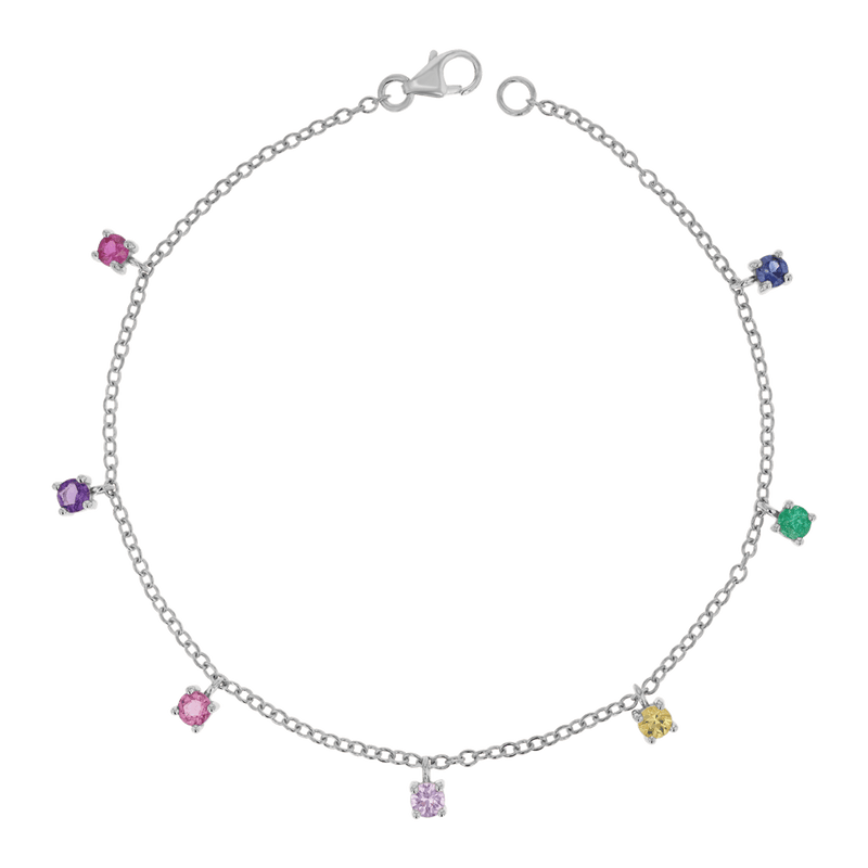 Rainbow Gemstone Drop Bracelet