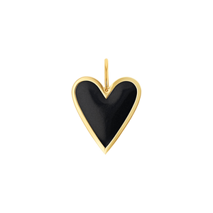 Enamel Elongated Heart Charm 14K White Gold by Baby Gold - Shop Custom Gold Jewelry