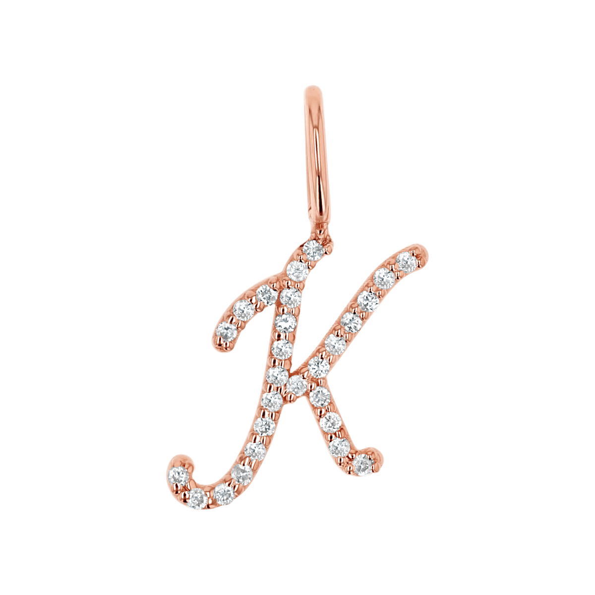 14K Gold Diamond Script Letter Initial Charm – Baby Gold