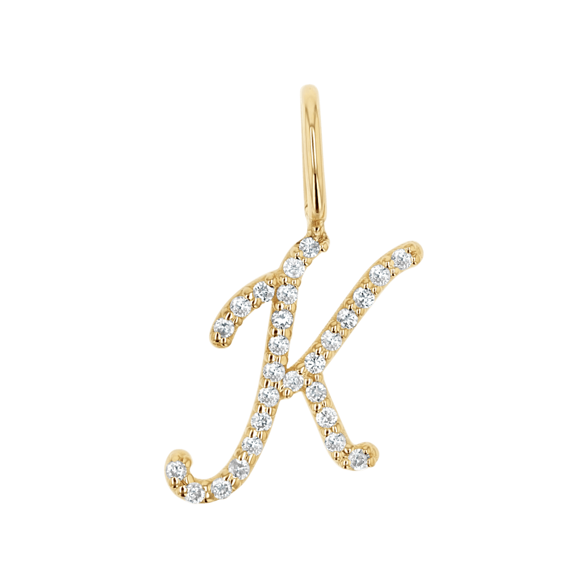 14K Gold Diamond Script Letter Initial Charm – Baby Gold