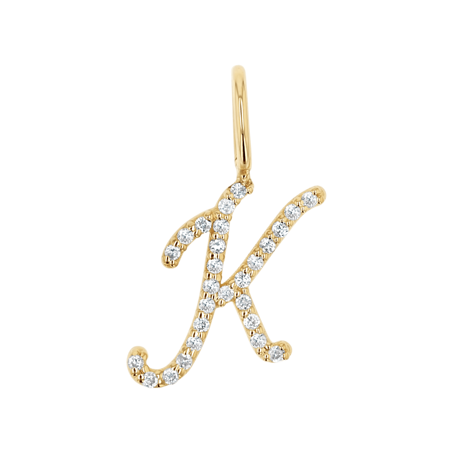 14K Gold Diamond Script Letter Initial Charm – Baby Gold