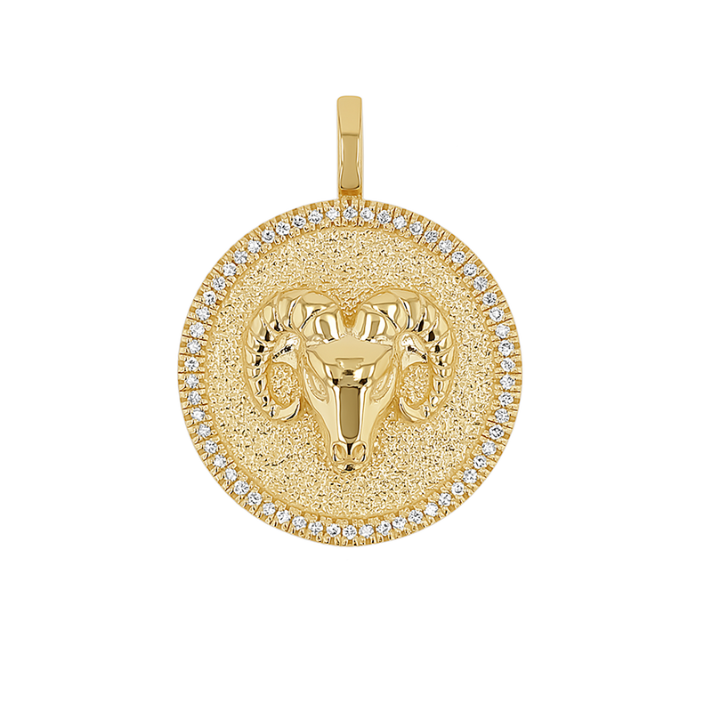 Diamond Zodiac Coin Medallion Charm