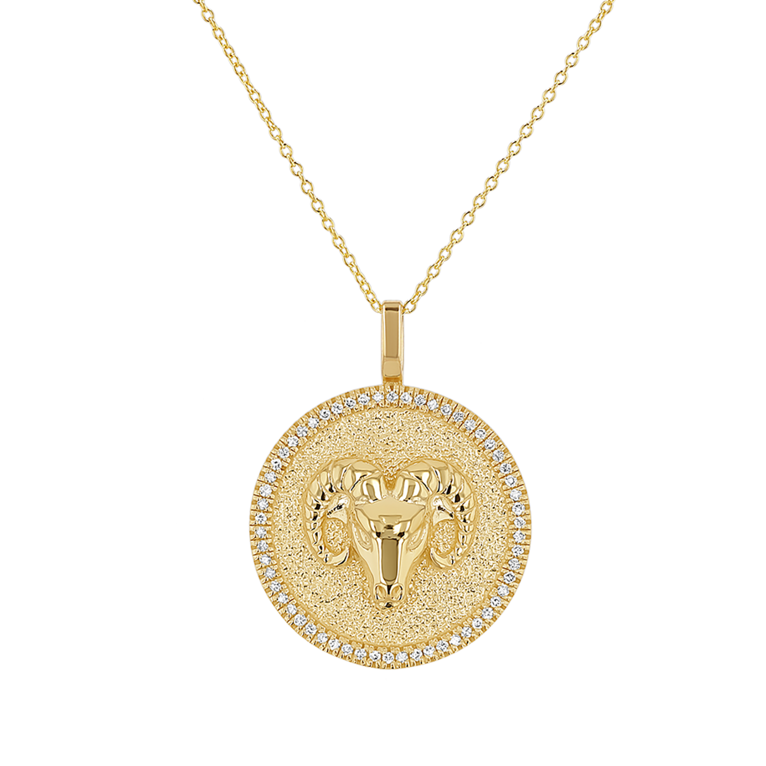 LA BLINGZ 14K Yellow Gold Zodiac Medallion Satin DC Pendant Necklace (22, A 