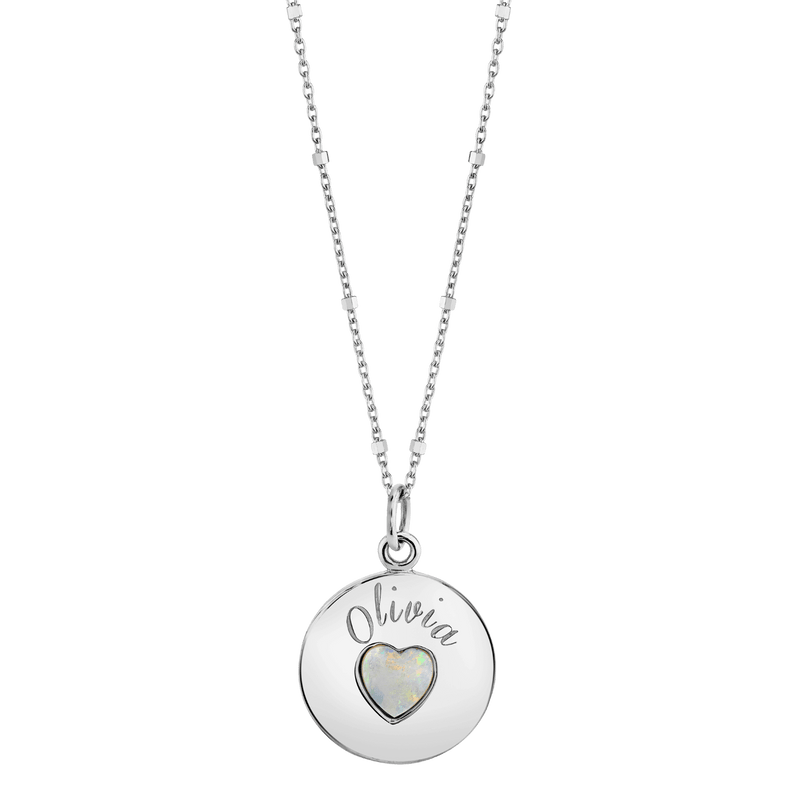 Grand Opal Heart Name Medallion