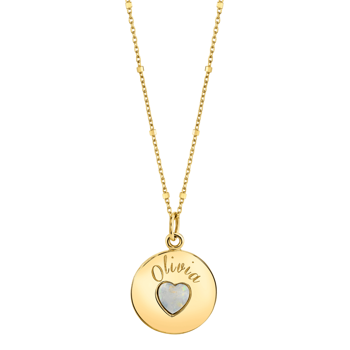 Grand Opal Heart Name Medallion