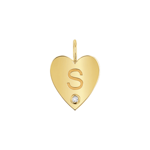 14K Gold Engravable Diamond Initial Heart Charm – Baby Gold