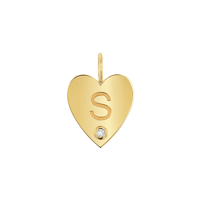 Engravable Diamond Initial Heart Charm