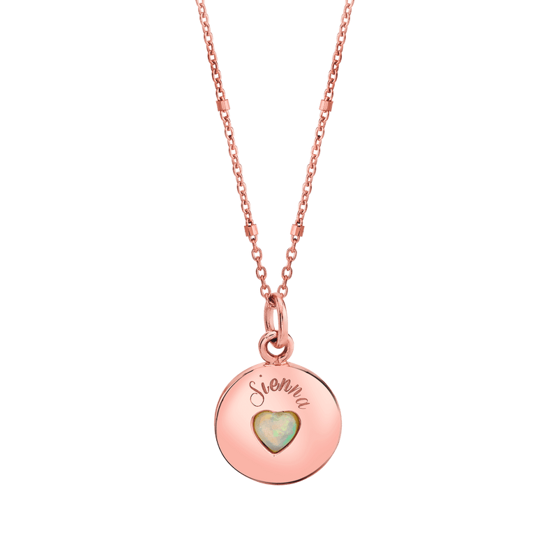 Opal Heart Name Medallion
