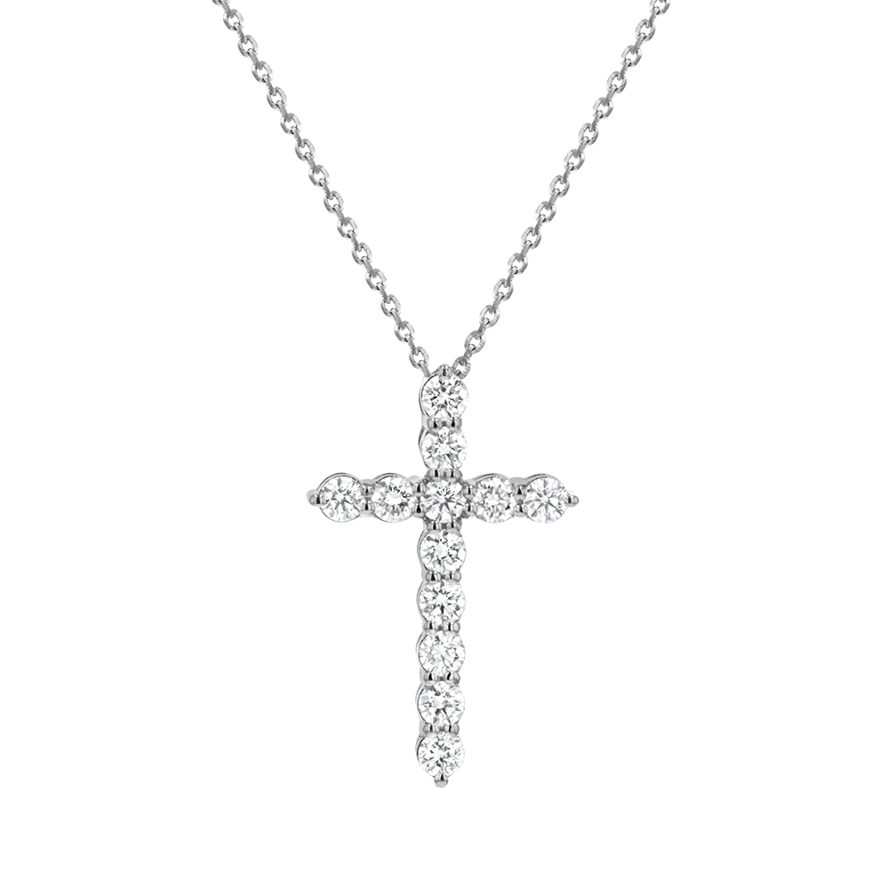 14K Diamond Cross Necklace Baby Gold