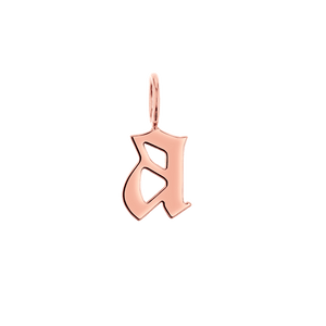Gothic Old English Solid Initial Letter Charm