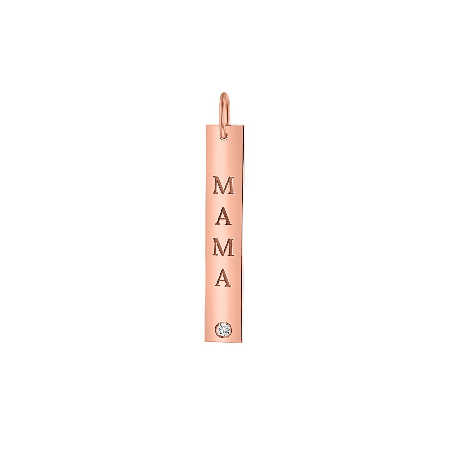 Mama Vertical Tag Charm With Diamond - Image 4