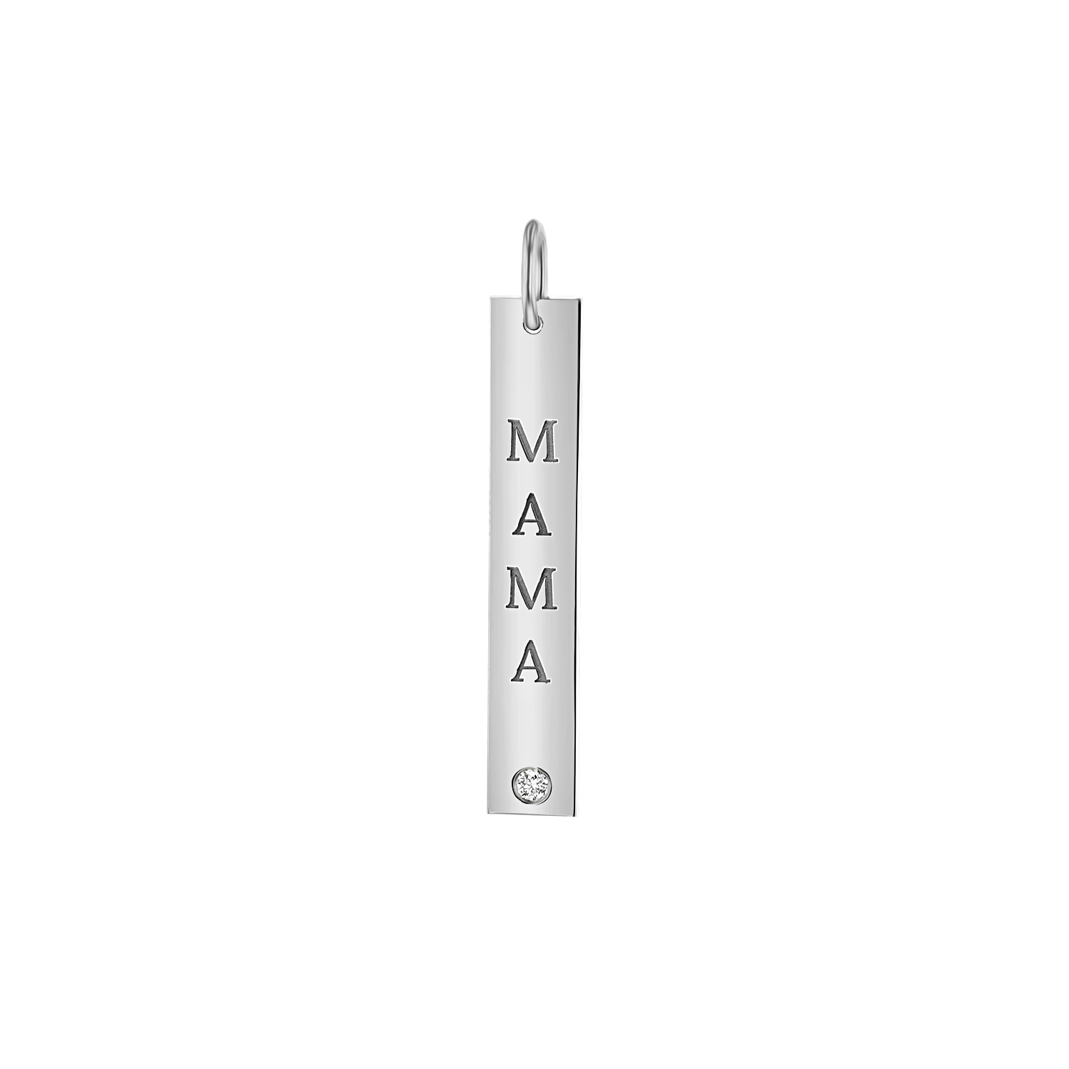 Mama Vertical Tag Charm With Diamond - Image 3