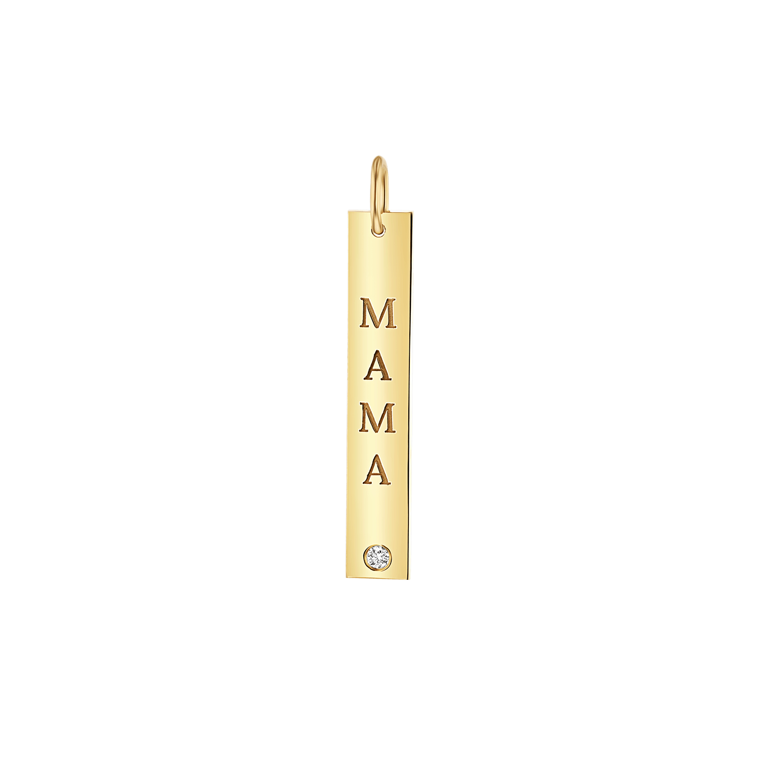 Mama Vertical Tag Charm With Diamond - Image 2