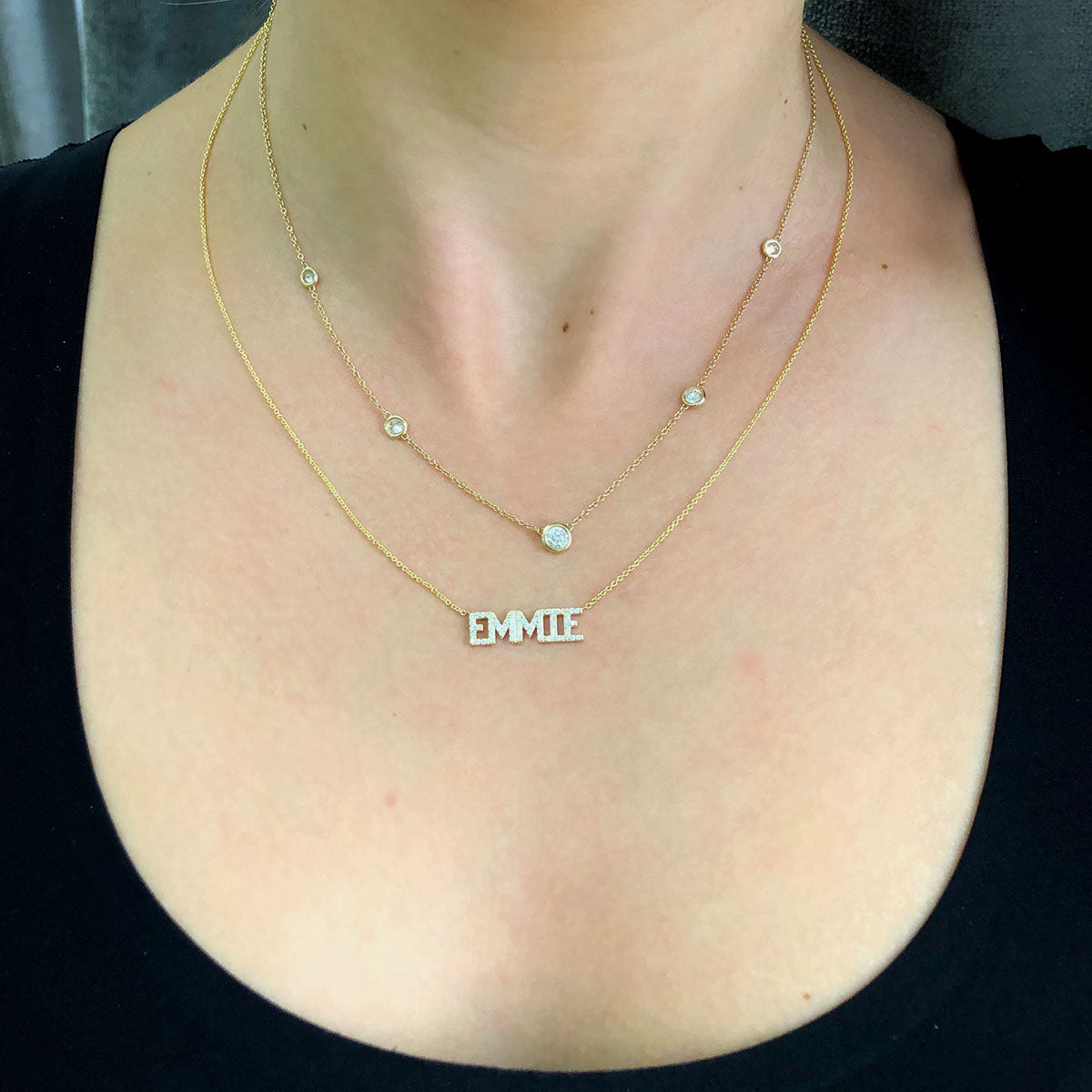 Diamond Custom Name Necklace – Baby Gold