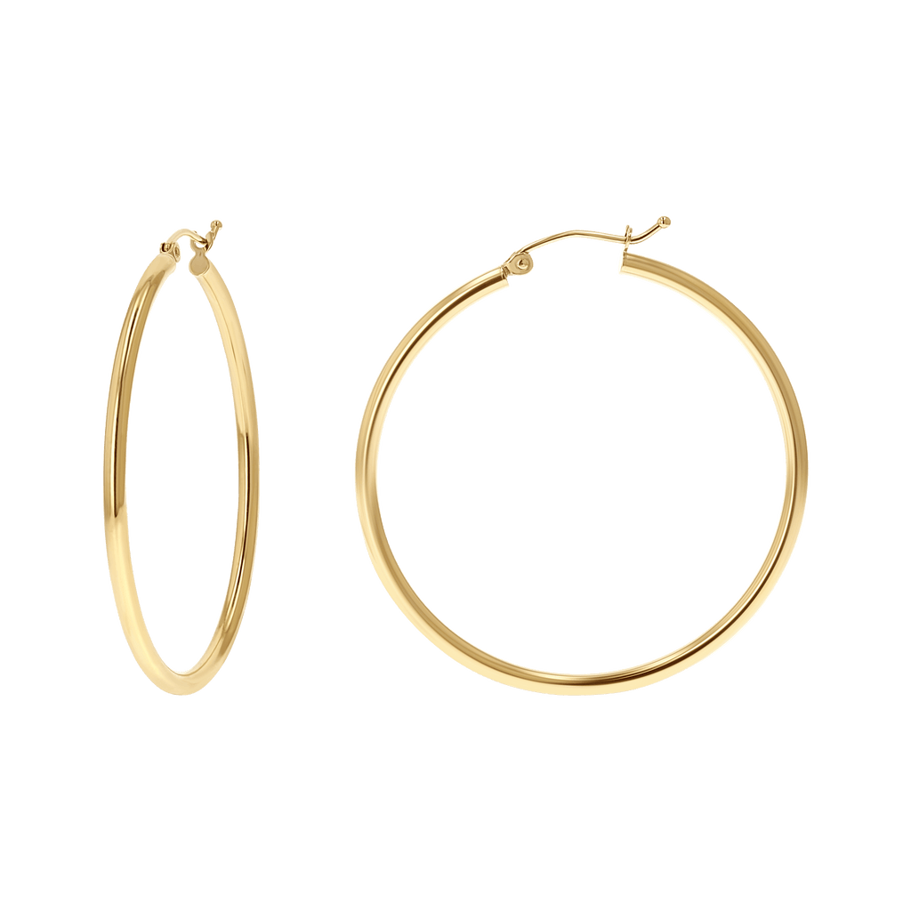 2mm Gold Tube Hoop Earrings