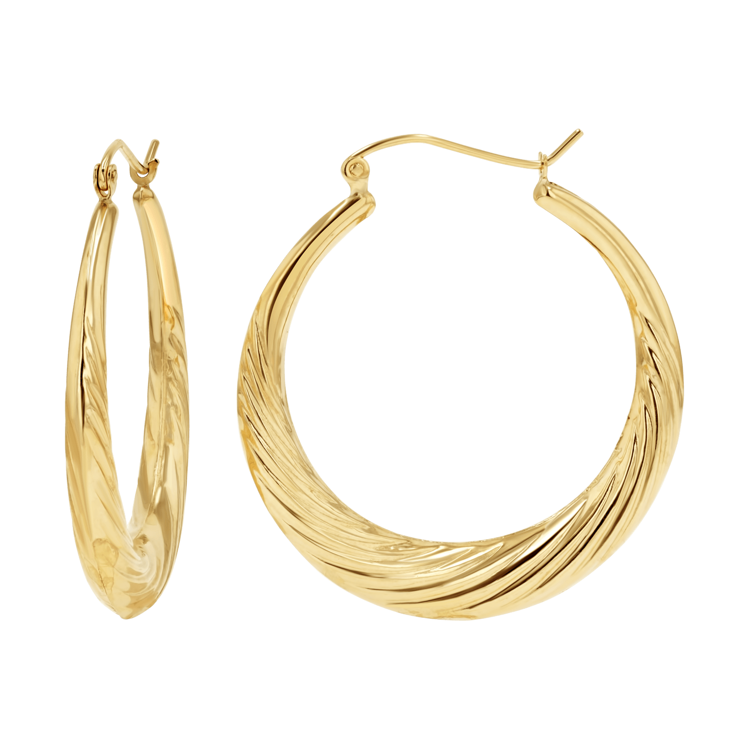 Large Croissant Twist Hoop Earrings - Image 2