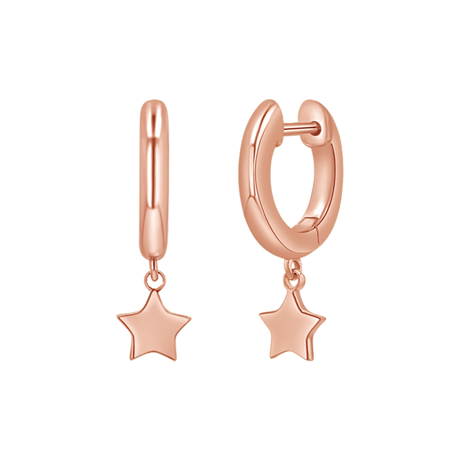 14K Gold Star Charm Drop Huggies – Baby Gold - Main Image