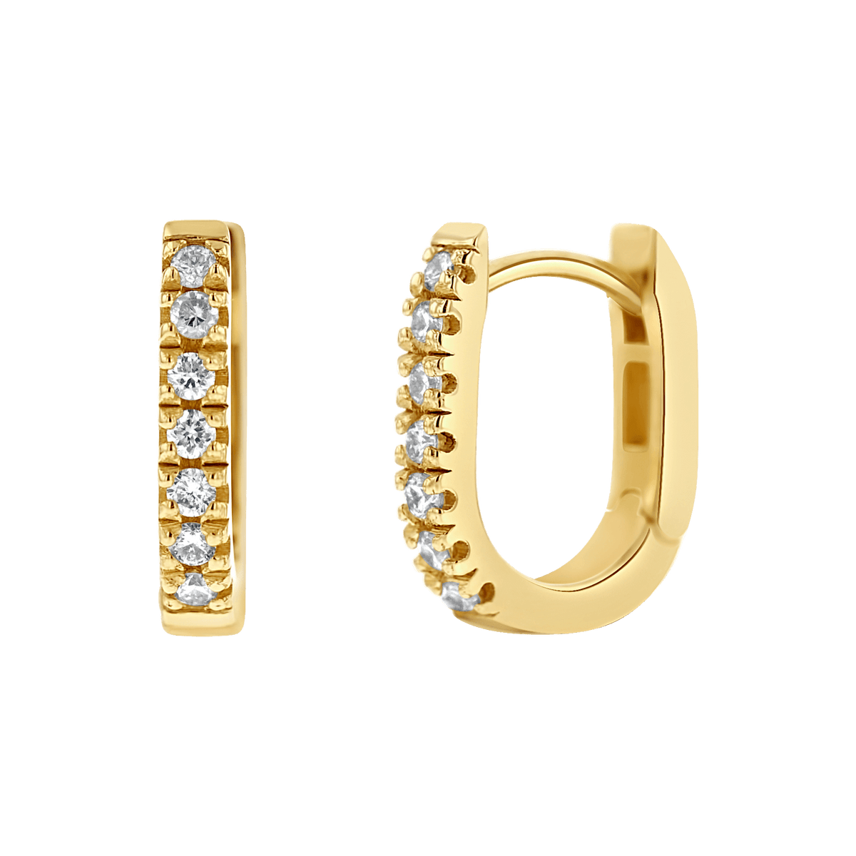 14K Gold Petite Diamond U-Pave Paper Clip Huggie Earrings – Baby Gold