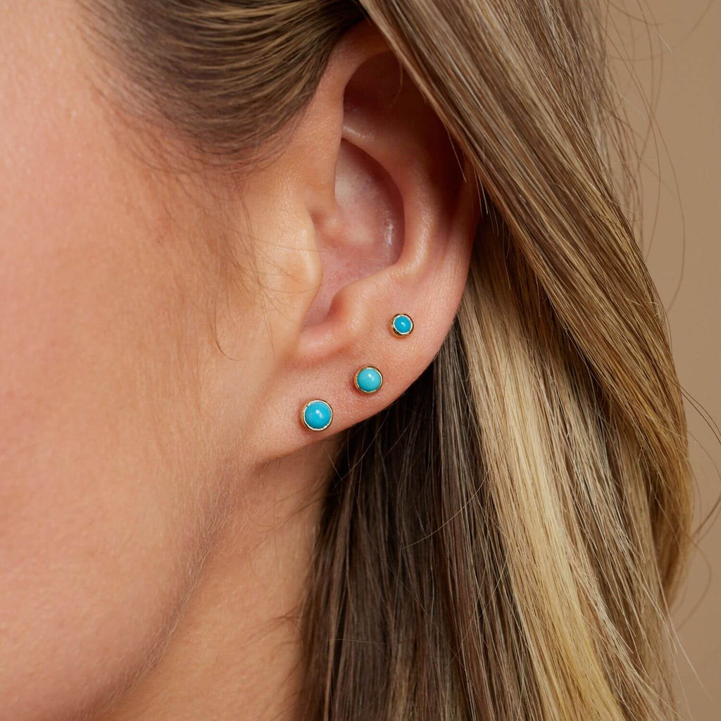 Turquoise Solitaire Stud Earrings