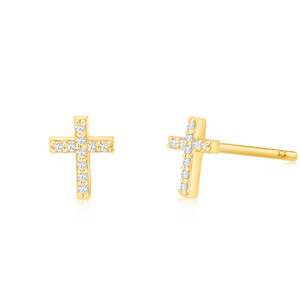 Diamond Pave Cross Earrings