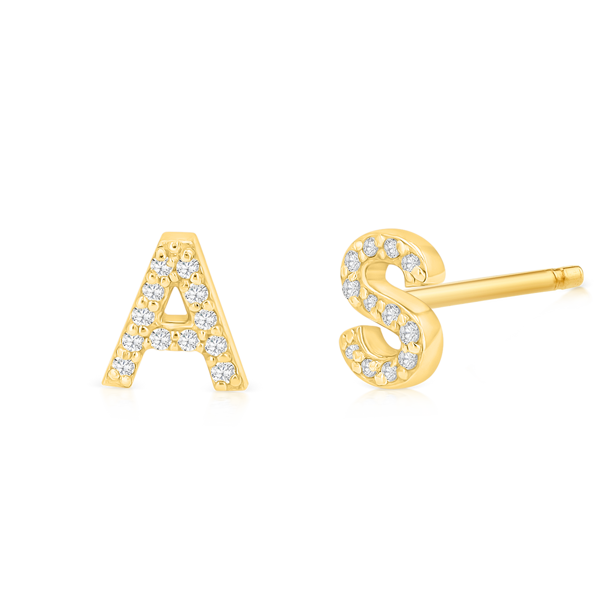 Diamond Pave Letter Stud Earrings