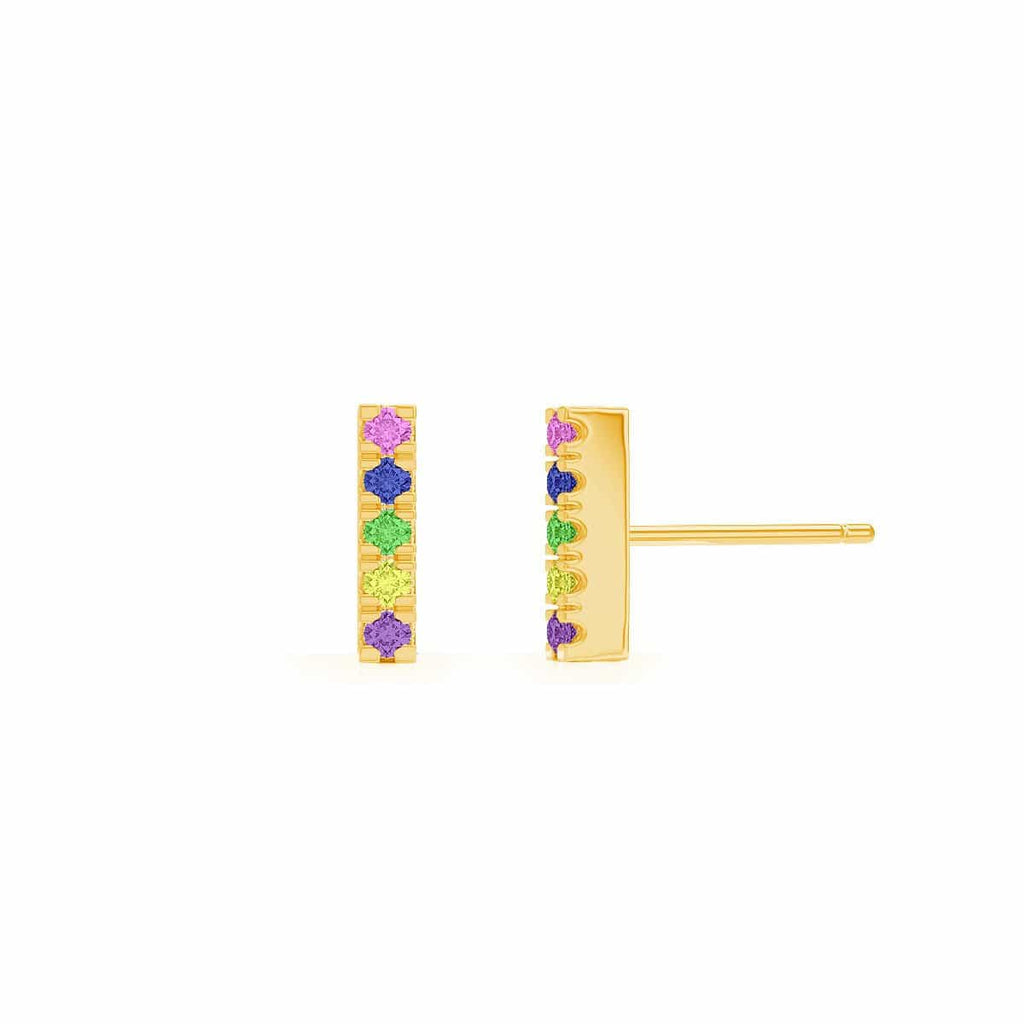 U Pave Petit Rainbow Bar Earrings