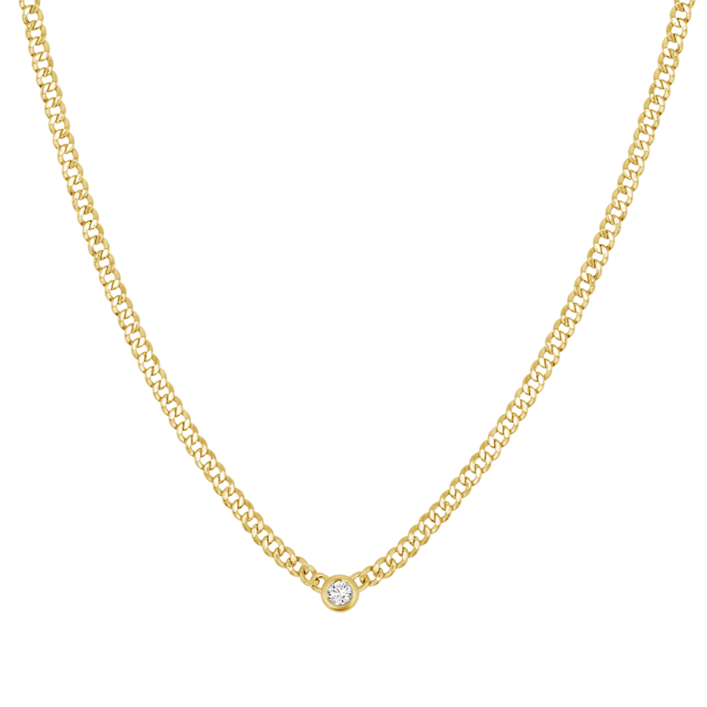 Cuban Link Diamond Solitaire Necklace