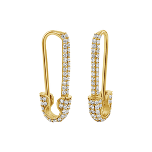 14K Gold Diamond Safety Pin Earrings Baby Gold