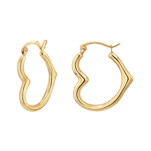 14k Yellow Gold Heart Shaped Hoop Earrings