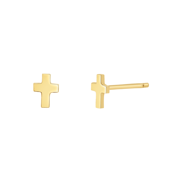 Baby Earrings With Safety Backs 14k Sold Gold Tny Cross Screw Back